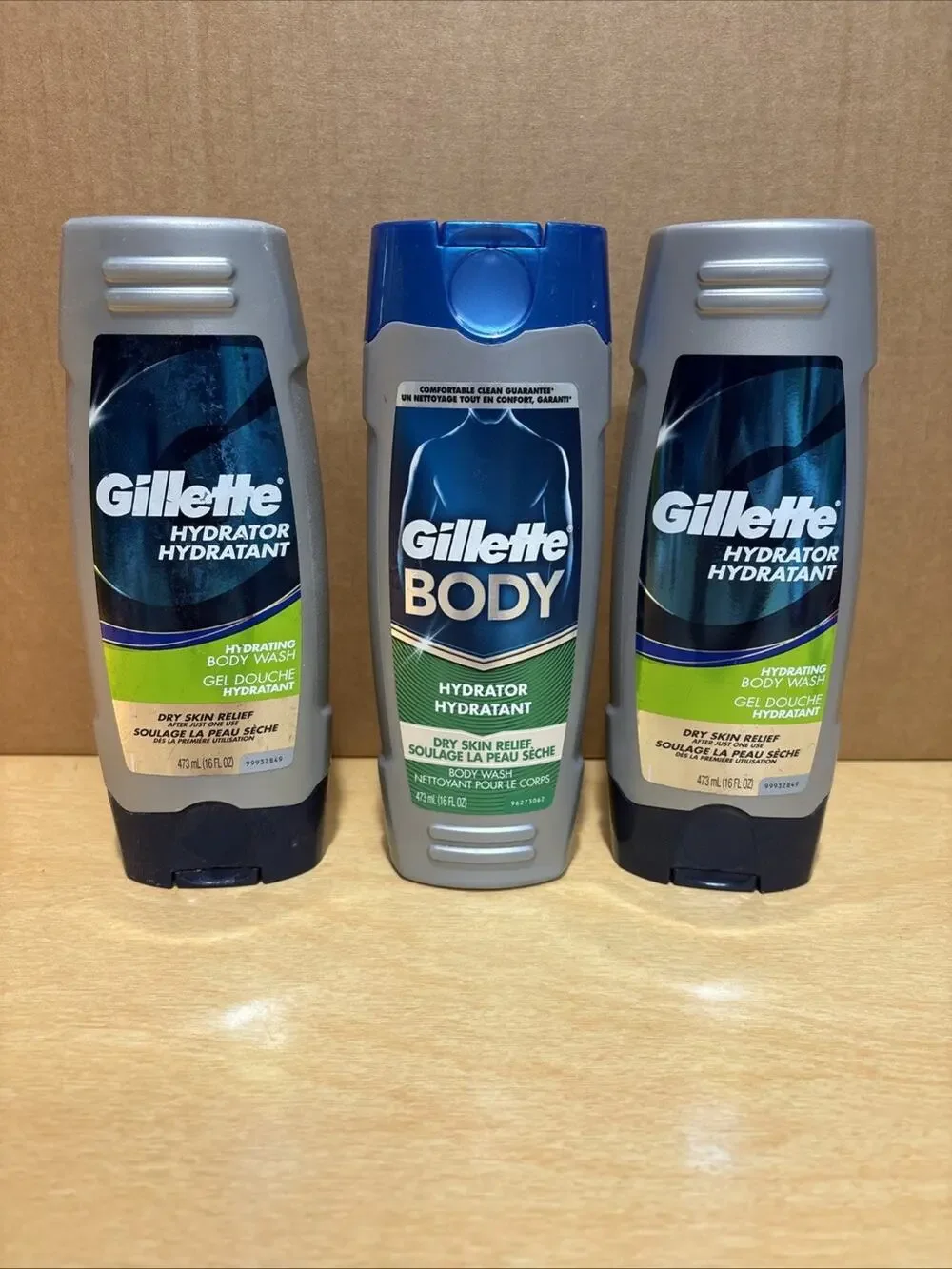 Gillette Body Hydrator Wash Men's Dry Skin Relief 16oz 3 Bottle Lot